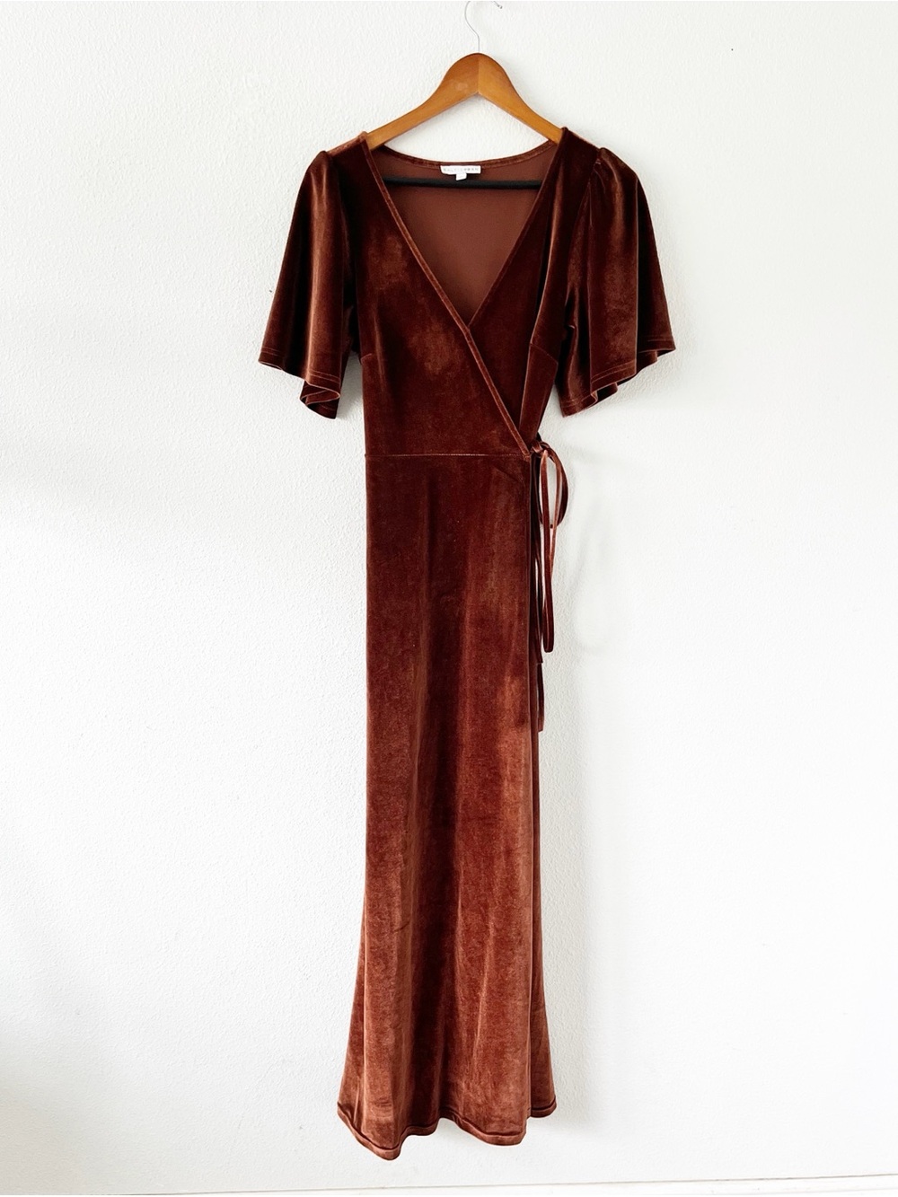Baltic Born Meghan Velvet Rustic Brown Autumn Wedding Bridesmaid Wrap Maxi Dress - Picture 2 of 9